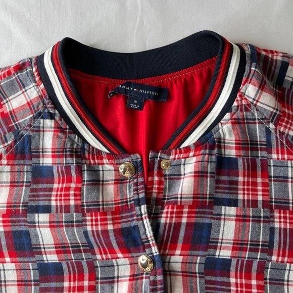 Tommy Hilfiger Women's Patchwork Varsity Jacket Size 1X Red, White Blue - Picture 3 of 13